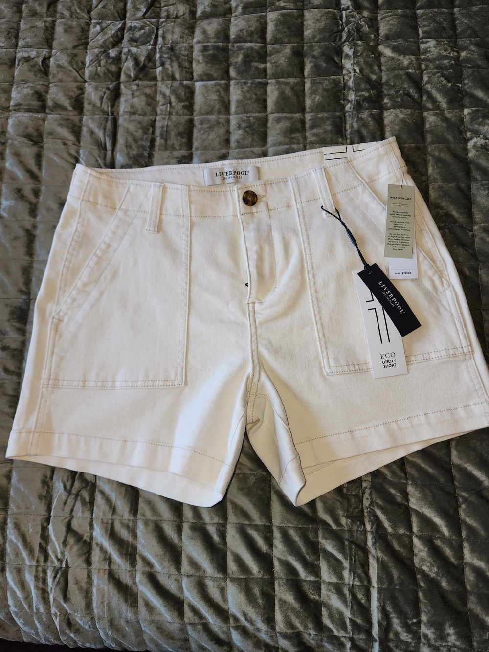 Liverpool White Eco Utility High-Rise Women's Shorts